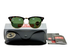 Ray-Ban RB3016 Clubmaster Sunglasses Tortoise Frame Green Lens 51mm