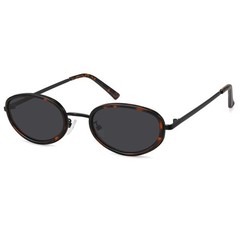 Oval Sunglasses for Small Faces, Metal Frame with Grey Lenses, UV Protection,…