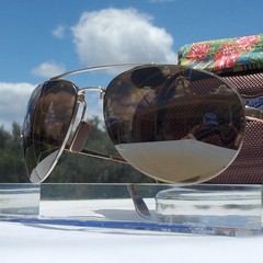 Maui Jim “PILOT” 210-16 RARE Gloss Gold STAINLESS STEEL Wrap Frame/Bronze Lenses