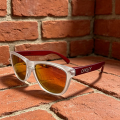 Oakley Frogskins OO9245 Sunglasses Clear/Red Frame Ruby Lenses