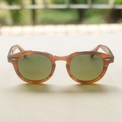 Vintage green-yellow polarized sunglasses mens johnny depp dark blonde glasses