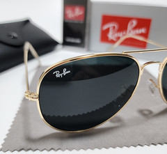 Ray-Ban RB3025 Aviator Pilot Sunglasses Gold Frame Glass Gradient Blue Lens 58mm