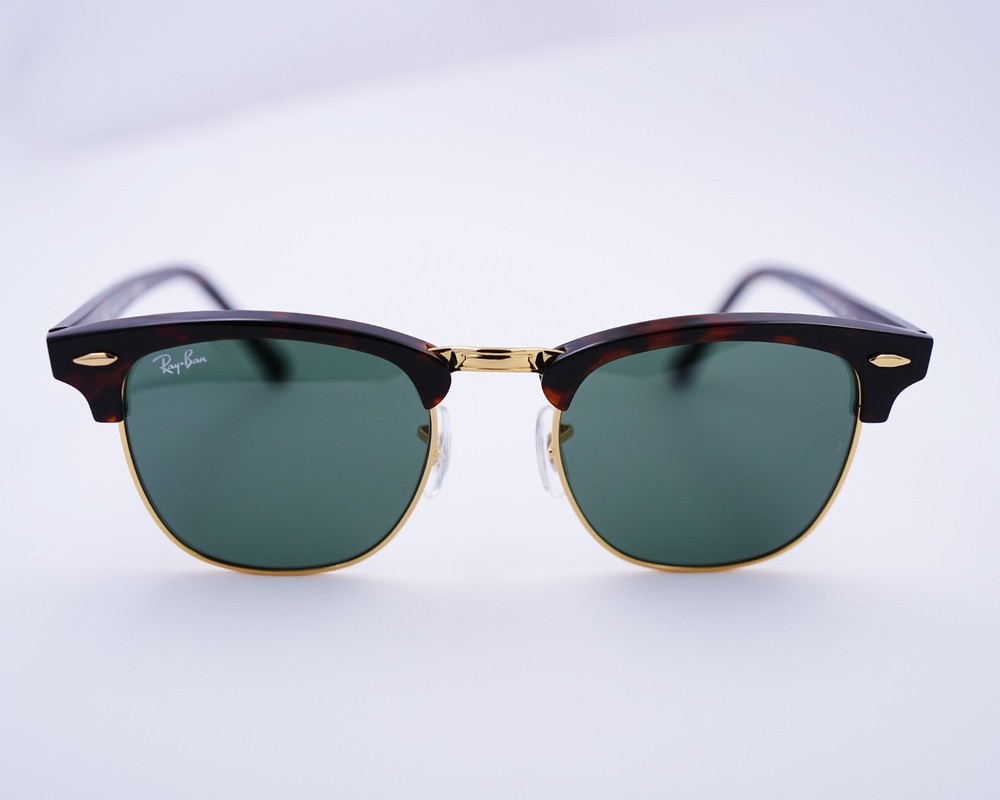 Ray-Ban Sunglasses RB3016 Clubmaster Classic Tortoise Frame Green Lenses 49mm