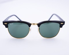 Ray-Ban Sunglasses RB3016 Clubmaster Classic Polished Black Green Unisex 49mm