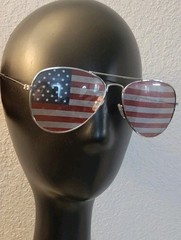 USA Glasses American Flag Aviator Sunglasses United States Gold Metal Patriotic
