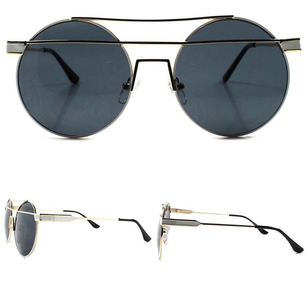 Stylish Elegant Gold Sexy Hot Celebrity Fashion Mens Designer Round Sunglasses