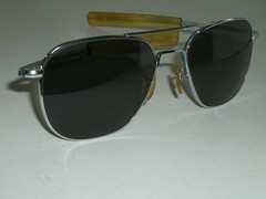 57[]20mm AMERICAN OPTICAL USA SHINY-SILVER UV CRYSTAL ORIGINAL-PILOT SUNGLASSES