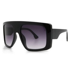 Oversized Square Shield Sunglasses Black Flat Top Gradient Lens Big Frame Mens