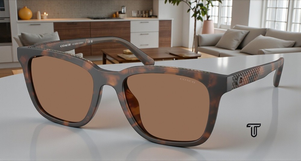 COACH HC8426U 512073 CAD81 Matte Dk Tortoise Brown Solid 54 mm Men’s Sunglasses