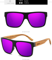 DUBERY Square Wood Polarized Sunglasses Men Women Wooden Temple Sport Glasses