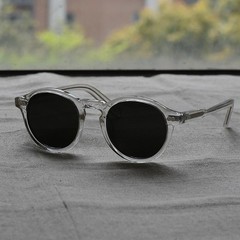 Round black polarized sunglasses Johnny Depp glasses crystal acetate glasses