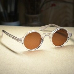 Vintage Acetate John Lennon round sunglasses crystal frame brown polarized lens