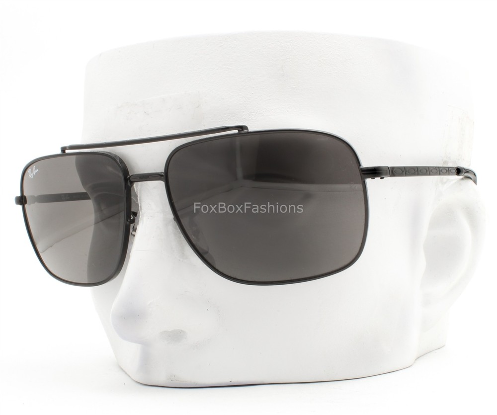 Ray-Ban Sunglasses RB 3796 002/B1 Shiny Black Metal Gray Glass 59mm with Case