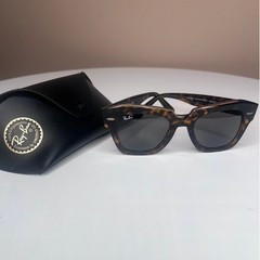Ray-Ban State Street RB 2186 Tortoise Sunglasses Grey Lens Authentic Case
