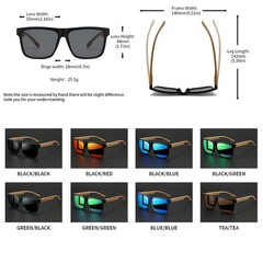 Square Wood Grain Sunglasses UV400 Spring Hinge Unisex Driving Travel Hiking