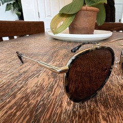 KREWE Chartres Geometric Sunglasses Tortoise Shell Frame Brown Lens Adjustable
