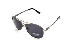 Polarized Porsche Flex Arms Round Metal Aviator Sunglasses Silver Smoke PH10