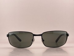 Ray Ban Sunglasses RB 3194 006/58 Black Metal Sports Wrap G15 Green Polarized