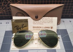58[]14mm VINTAGE B&L RAY BAN L0205 G15 UV GOLD PLATED AVIATOR SUNGLASSES w/CASE