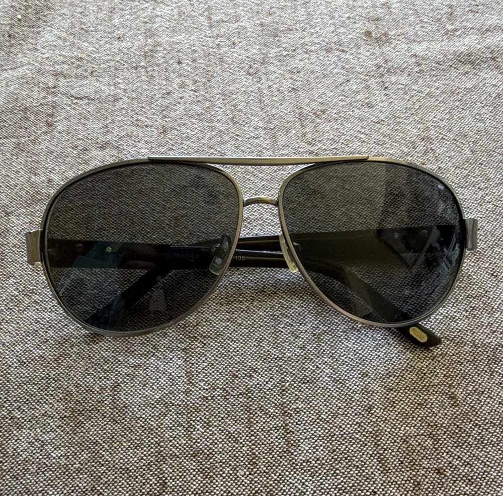 Fossil Hendrick Aviator Sunglasses Silver Metal Frame Gray Tinted 135mm