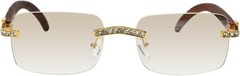 Eyewear Modern Designer Rectangle Retro Black Clear Lens Metal Luxury Woodgrain