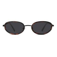 Oval Sunglasses for Small Faces, Metal Frame with Grey Lenses, UV Protection,…