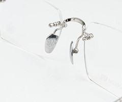 Chrome H Rimless Titanium Eyeglasses Silver Rectangle Optical Glasses