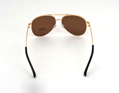 Polarized Porsche Modern Round Metal Aviator Sunglasses Gold Frame Brown PH14