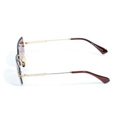 Gold Rectangle Men’s Burgundy Tint Rimless Square Vintage Classy Buff Sunglasses