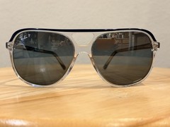 Ray-Ban Chromance Polarized Aviator Sunglasses Clear Plastic Frame Green Lens