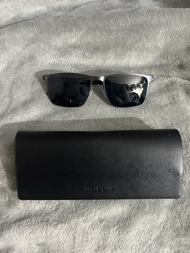 BOLON BL8108 Men’s Rectangle Sunglasses Black Metal/Plastic Gray Tinted 148mm