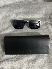BOLON BL8108 Men’s Rectangle Sunglasses Black Metal/Plastic Gray Tinted 148mm