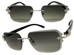 Classu Modern Retro Hardcore Hip Hop Rapper Pimp SUNGLASSES Rimless Silver Frame