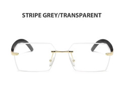Sunglasses Rimless UV400 Protection Blue Lens Rectangular Rapper Hip Hop Style