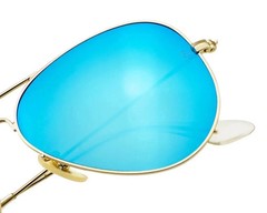 Ray-Ban Sunglasses RB3025 Aviator Flash Gold Frame Blue Flash Lenses 58mm Unisex