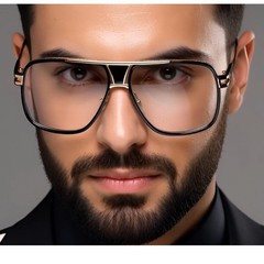 Classic Glasses Gold Black Frame Fashion Hip Hop Style Clear Lens Men Bold 2026