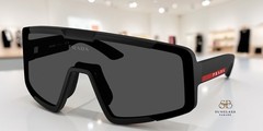 PRADA LINEA ROSSA PS B07S 1BO06F Matte Black Dark Grey 44 mm Men’s Sunglasses