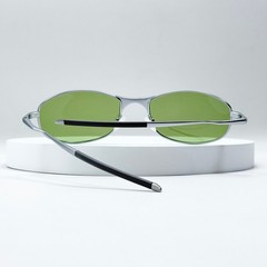 Oakley Tightrope OO4040 Polarized Sunglasses Silver Frame Emerald Green Lens