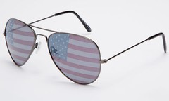 American USA Flag Design Metal Frame Aviator Unisex Sunglasses