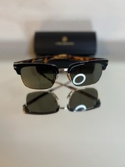 Eyewear by David Beckham Men’s Square Sunglasses Black Frame Green Tinted Lens