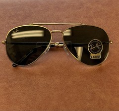 Ray-Ban RB3625 New Aviator 9196/31 Gold G-15 Sunglasses 58-14 Authentic