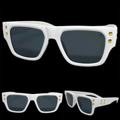 Classy Elegant Vintage Retro Style SUNGLASSES Thick Square White Frame Dark Lens