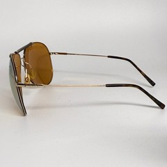 Gucci GG 1852/S Gold Aviator Sunglasses Mirrored Lenses Tortoise Trim Italy