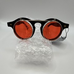 All Round Sunglasses Black Plastic/Metal Frame Red Tinted Plastic Lenses UV400