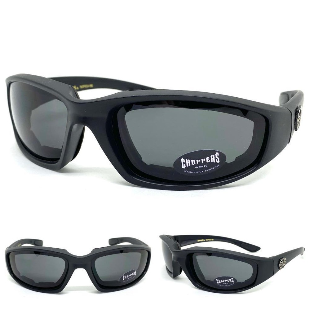 Men’s MOTORCYCLE Riding Padded Safety Protective SUN GLASSES GOGGLES Dark Lens