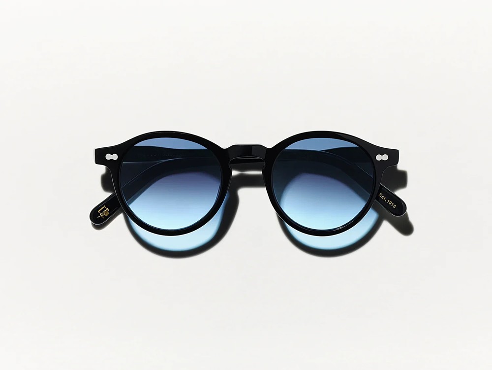 Moscot Miltzen Black with Custom Made Tints Demin Blue Sunglasses 49mm