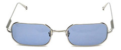 New Release Matsuda M3163 Rectangular Sunglasses in Brushed Silver/Cobalt Blue