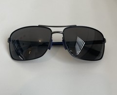 HUGO BOSS BOSS 0697/P/S Polarized Rectangle Sunglasses Black/Gray Metal 135mm