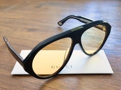 Gucci GG0479S 002 63mm Aviator Sunglasses in Black with Velvet case