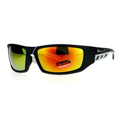 Xloop Mens Sunglasses Sporty Wrap Around Rectangular Matte Black Silver